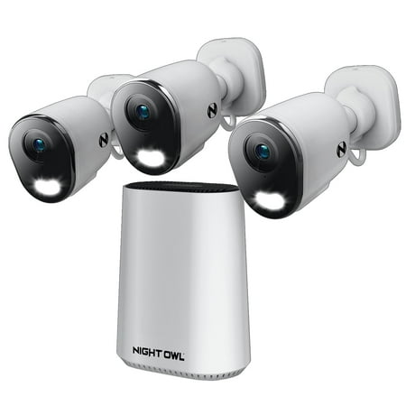 Night Owl Expandable Wi-Fi Security Hub with 64GB microSDand 3 Plug-In Wireless 4K Resolution Cams