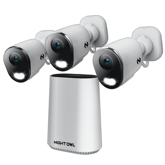 Night Owl Expandable Wi-Fi Security Hub with 64GB microSDand 3 Plug-In Wireless 4K Resolution Cams