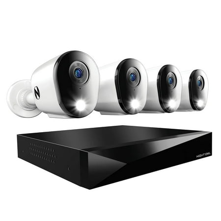 Night Owl - 12 Channel 4 Camera Wired 2K 1TB DVR Security System with 2-way Audio - White
