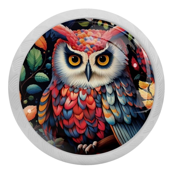 Night Owl Glow in The Dark Crystal Glass Cabinet Knobs 4 Pcs Drawer Handles for Kitchen Cabinets Dresser Cupboard Wardrobe
