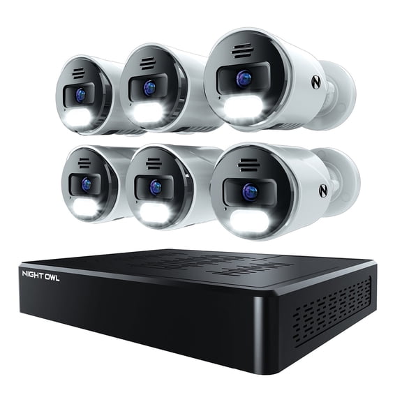 Night Owl Power over Ethernet 12 Channel NVR Security System with 2TB Hard Drive and 6 Wired IP 4K Deterrence Cameras