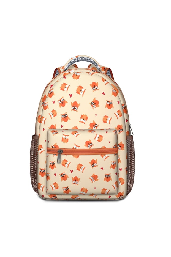 Night Owl Print School Backpack – Snowy Owl Pattern Schoolbag with Cartoon and Cute Design