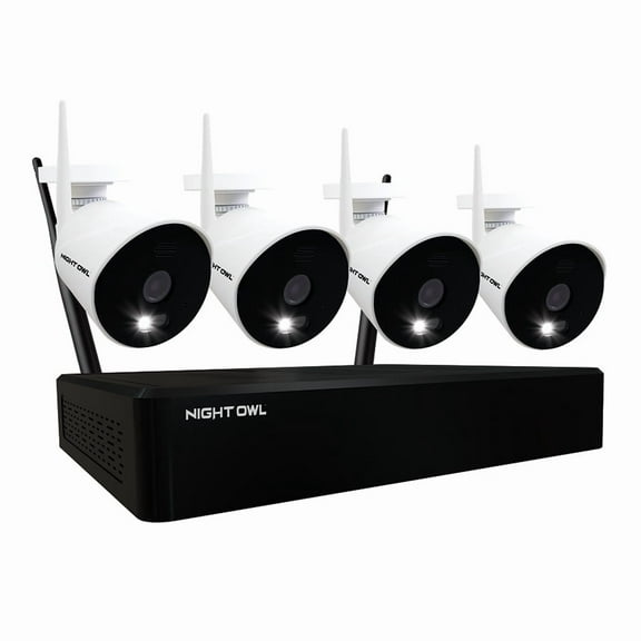 Night Owl Security Camera System, 10 Channel Wi-Fi NVR with 1TB Hard Drive, 4 Wi-Fi IP 1080p HD Spotlight Surveillance Bullet Cameras, 2-Way Audio Enabled Indoor Outdoor Cameras with Night Vision