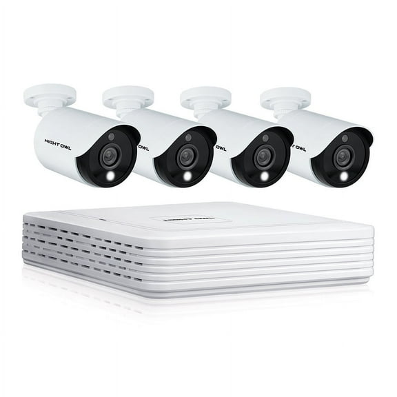 Night Owl Surveillance Cameras 1TB Hard Drive 1080p HD Wired Spotlight, Black, White