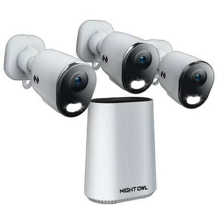 Night Owl Wi-Fi Security Hub with 64GB microSD Card and 3 Plug-in Wireless 2K Resolution Cams