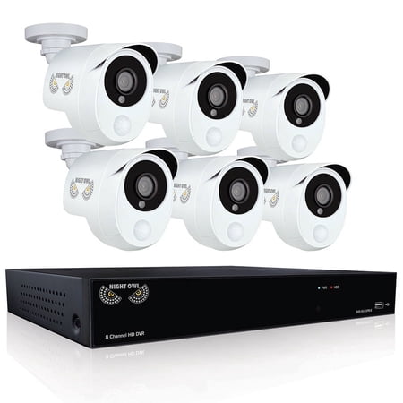 Night Owl's 8 Channel Smart Detection Security System with 6 x 1080p Wired Infrared Cameras and 1 TB Pre-Installed Hard Drive