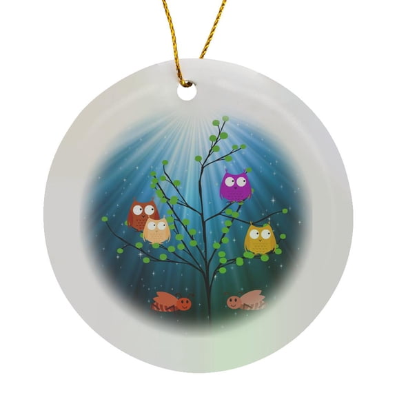 3drose, Night Owls. Kids Decor. Popular Image., Circle Porcelain Ornament