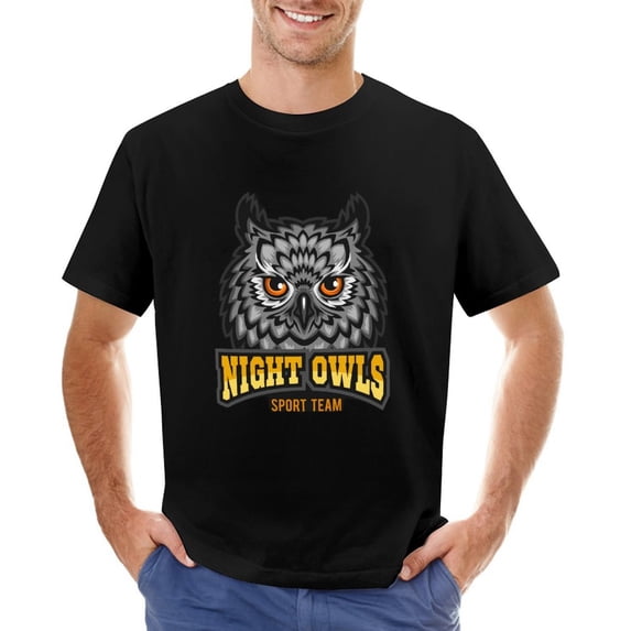 Night Owls Sport Team Men’s Graphic T-shirt Vintage Short Sleeve Sport Tee Black M