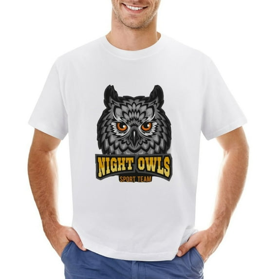 Night Owls Sport Team Men’s Graphic T-shirt Vintage Short Sleeve Sport Tee White 4XL