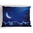 thumbnail image 1 of Night Pillow Sham Eid Mubarak Themed Image with Crescent Moon and Stars Ramadan Kareem Holy Month, Decorative Standard Queen Size Printed Pillowcase, 30 X 20 Inches, Royal Blue White, by Ambesonne, 1 of 2