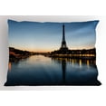 thumbnail image 1 of Night Pillow Sham Eiffel Tower at Twilight Travel Destination Tourist Attraction Famous Monument, Decorative Standard Size Printed Pillowcase, 26 X 20 Inches, Pale Blue Yellow, by Ambesonne, 1 of 2