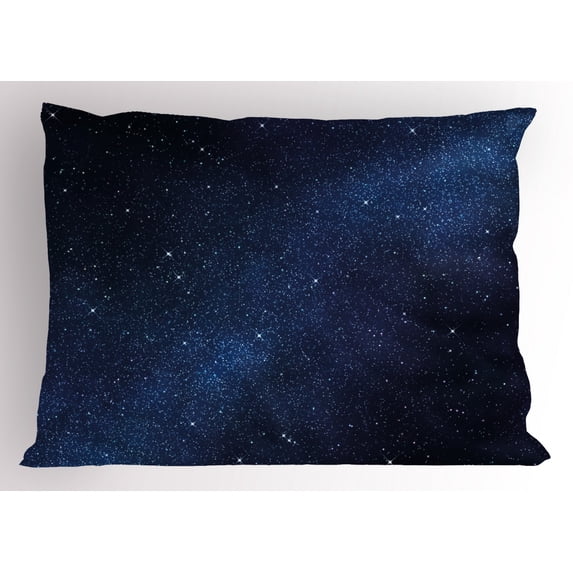 Night Pillow Sham Space with Billion Stars Inspiring View Nebula Galaxy Cosmos Infinite Universe, Decorative Standard Size Printed Pillowcase, 26 X 20 Inches, Dark Blue White, by Ambesonne