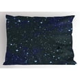 thumbnail image 1 of Night Pillow Sham Star Filled Dark Sky Vivid Celestial Theme Cosmos Galactic Cluster Constellation, Decorative Standard Queen Size Printed Pillowcase, 30 X 20 Inches, Dark Blue White, by Ambesonne, 1 of 2