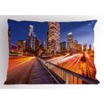 thumbnail image 1 of Night Pillow Sham USA Downtown City Skyline over the Highway Los Angeles California Travel Destination, Decorative Standard Queen Size Printed Pillowcase, 30 X 20 Inches, Multicolor, by Ambesonne, 1 of 2