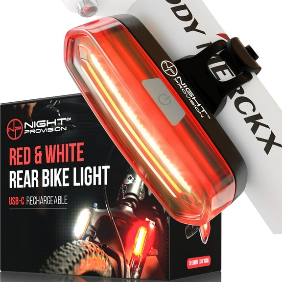 DUO-120C Powerful Rear Bike Light - Red & White LED - USB-C Rechargeable 14hr Max - Strobe Warning Flasher Lights (2025 REVISION)