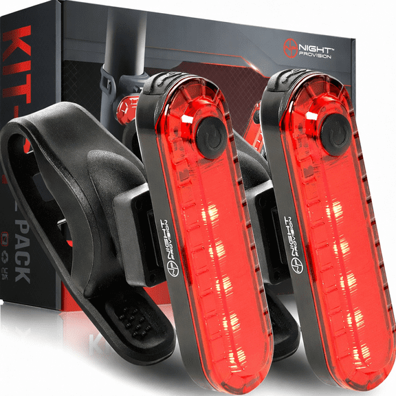 KIT-R1 LED Bike Tail Light 2 Pack USB Rechargeable 330mAh Longer Run-time Rear Cycling Safety Flashers Blinking 4 Modes