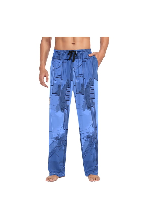Night Pumpkin Fun Pattern Mens Cotton Pajama Pants Long Staple Lightweight Sleep Bottoms with Pockets Breathable
