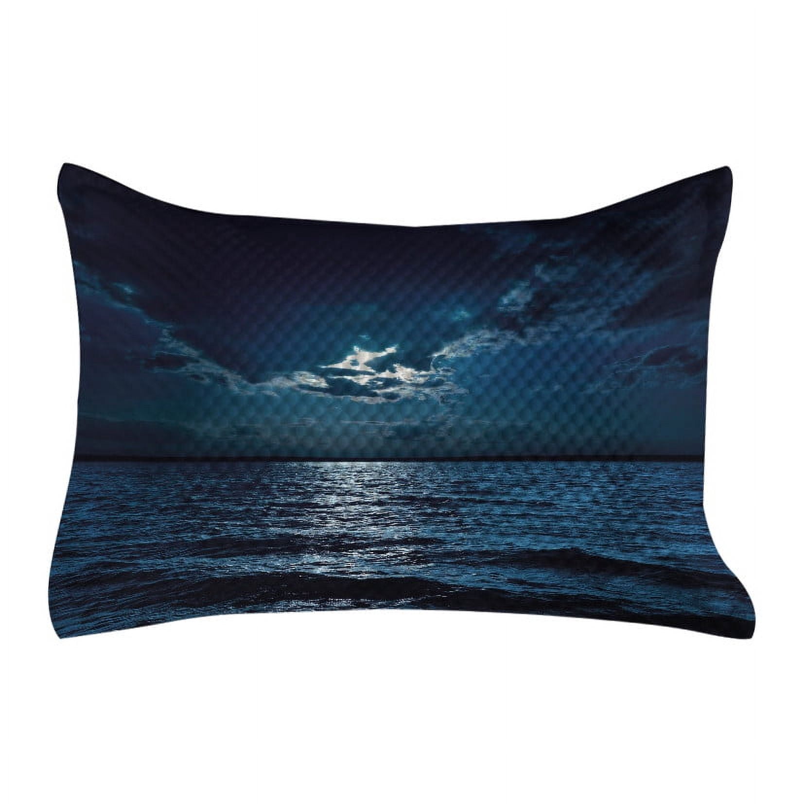 Dramatic Pillows Night Quilted Pillowcover, Majestic Dramatic Sky Clouds and Full Moon ...