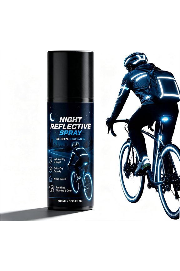 Night Reflective Spray 100ml, Invisible by Day Glows Bright at Night, Weatherproof Quick-Drying Luminous Coating for Bikes Helmets Tents Shoes, for Cycling Running Camping Walking,1PCS