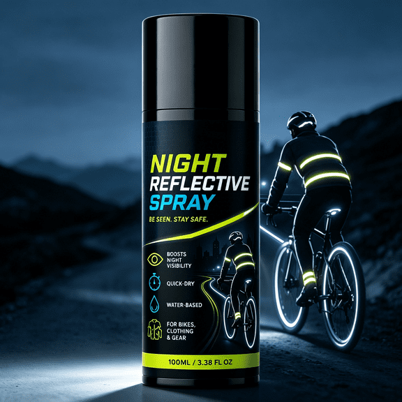 Night Reflective Spray, Clear Reflective Spray Paint Weatherproof Safety Reflective Coating Spray for Outdoor Nighttime Cycling, Running, Walking, Driveway Traffic and Camping 100ml