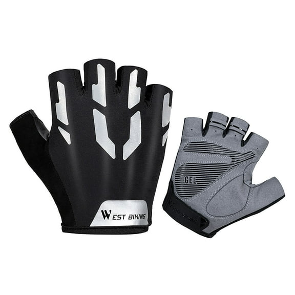 Night Riding Reflective Gloves, Half-Finger, Breathable Shock-Absorbing, Lycra, Sweat-Wiping Thumb, for Cycling Safety, Easy to Wear