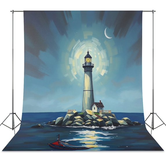 Night Sea Lighthouse Decorations BackdropPortrait Photography ...