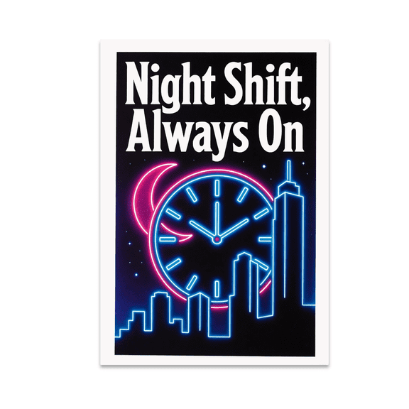 Night Shift, Always On - Night Shift Worker - 13x19 Poster Print