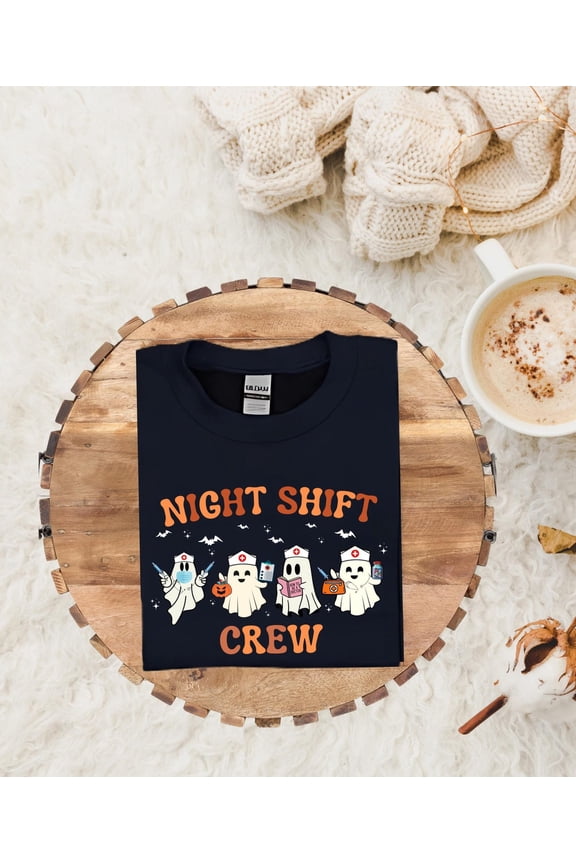 Night Shift Crew, Nurse Sweatshirt, Retro Spooky Nurse Tshirt, Registered Nurse Sweatshirt, Nursing School Tee, Rn Shirt, Full Size S-5XL