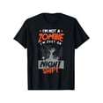 thumbnail image 1 of Night Shift Halloween Humor T-Shirt - Comfortable Cotton, Perfect for Leisure and Outdoor Activities, Machine Washable, 1 of 5