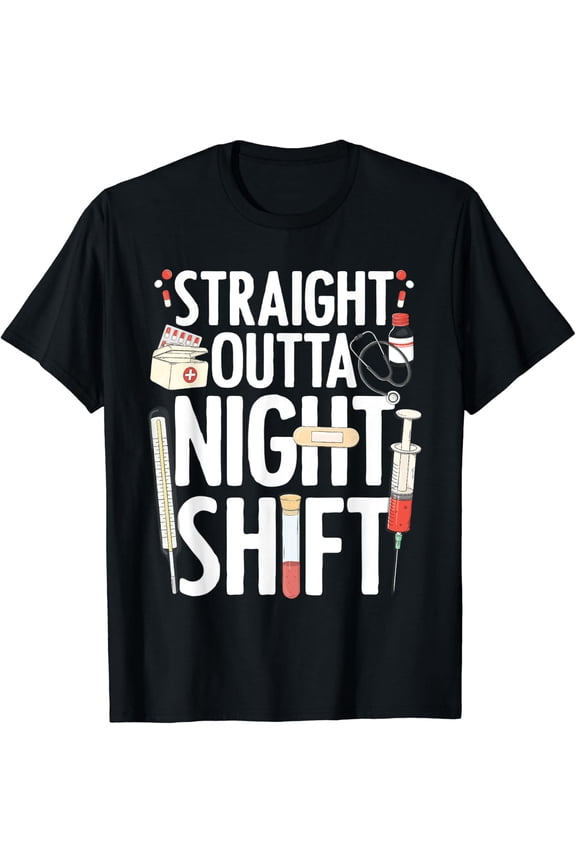 Night Shift Nurse For Men Women Emergency Registered Nurse T-Shirt Size S-5XL