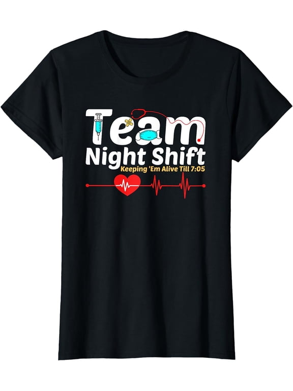 Night Shift Nurse Life RN LPN CNA Healthcare Heartbeat Love T-Shirt
