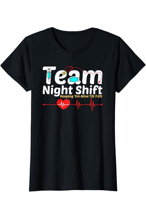Night Shift Nurse Life RN LPN CNA Healthcare Heartbeat Love T-Shirt