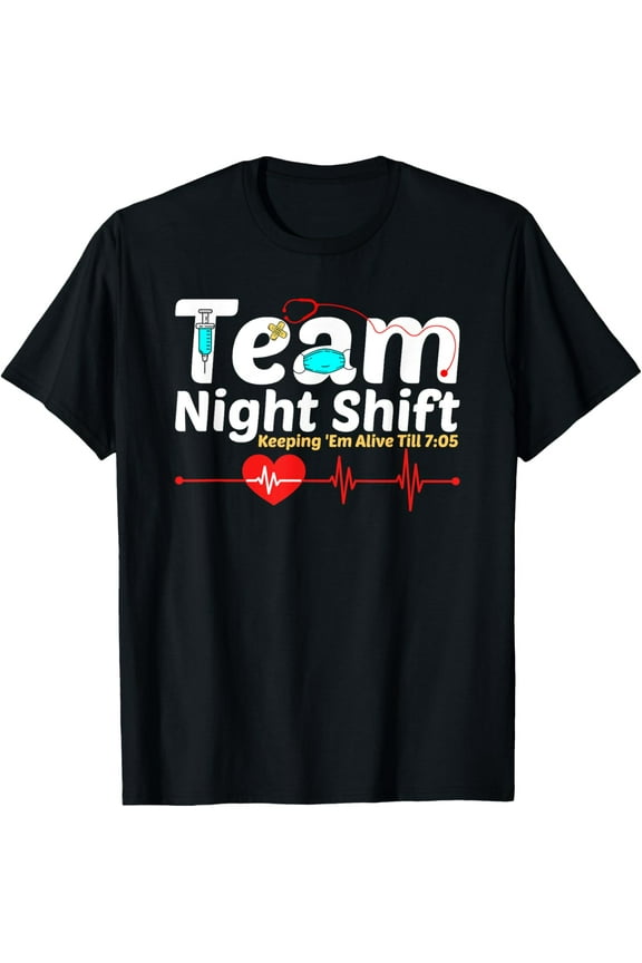 Night Shift Nurse Life RN LPN CNA Healthcare Heartbeat Love T-Shirt