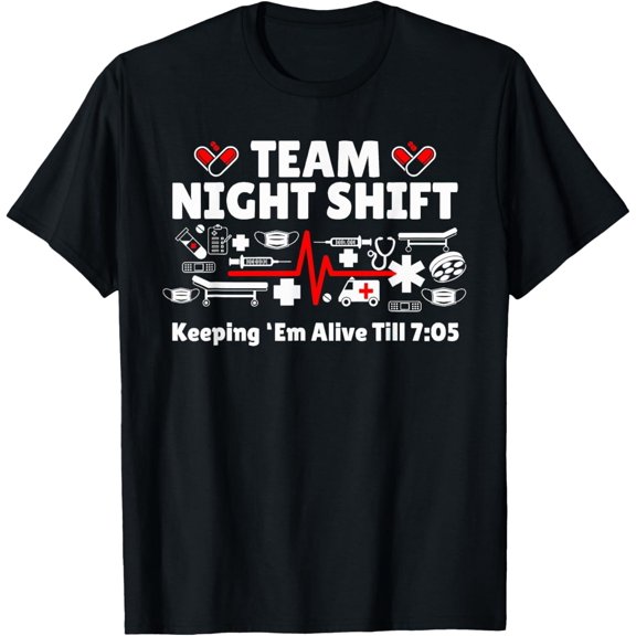Night Shift Nurse Life Rn Lpn Cna Healthcare Heartbeat Love T-Shirt
