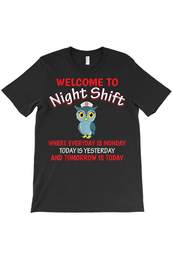 Night Shift Nurse Owls, Funny Nursing RN LPN CNA Graphic Tee H9531 T-Shirt, for Men and Women, Up to Size 5XL