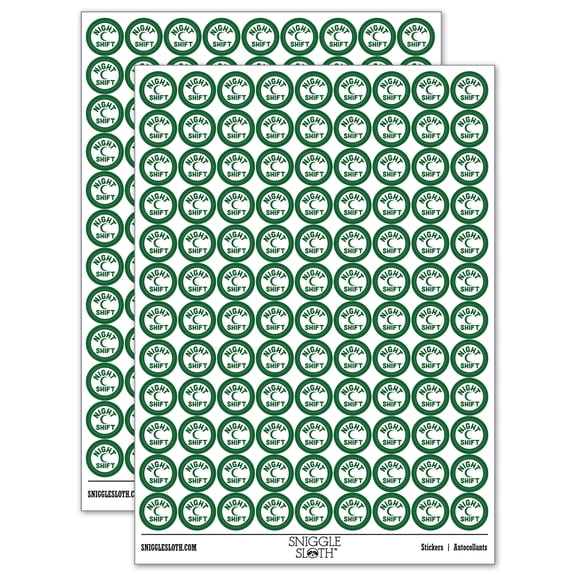 Night Shift Planning 200+ Round Stickers - Dark Green - Matte Finish - 0.50" Size