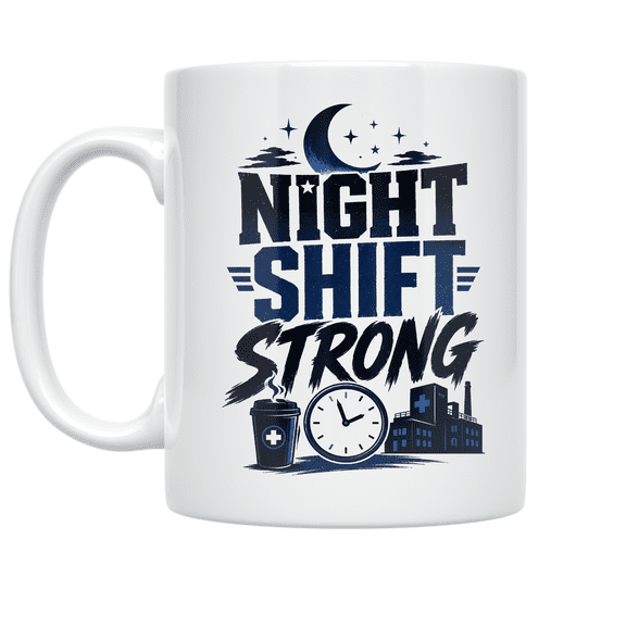 Night Shift Strong Design - Night Shift Worker - 11 oz Ceramic Coffee Mug