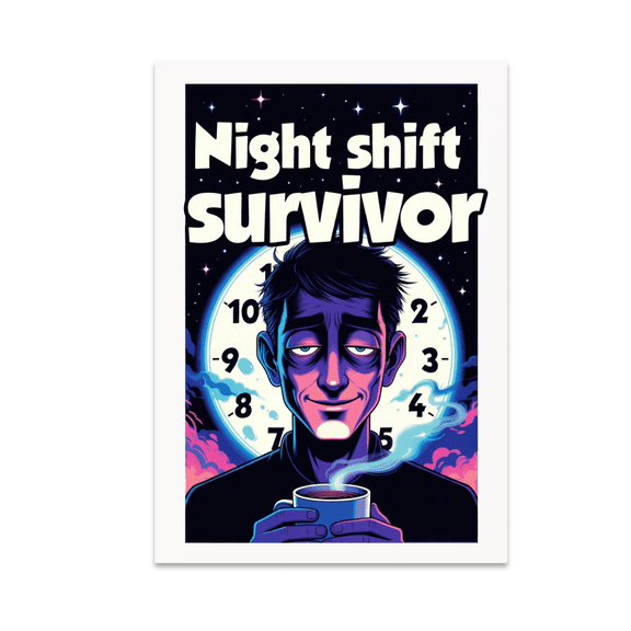 Night Shift Survivor Art - Night Shift Worker - 13x19 Poster Print