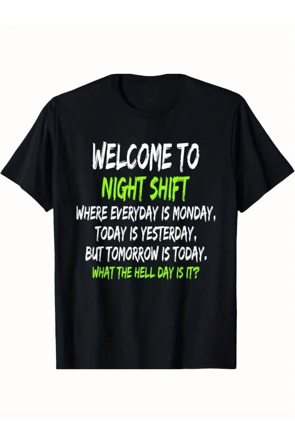 Night Shift Worker Midnight Crew Humor Cotton Blend Graphic Unisex T-Shirt, up to size 5XL