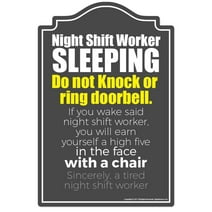 Night Shift Worker Sleeping Novelty Sign | Indoor/Outdoor | Funny Home Décor for Garages, Living Rooms, Bedroom, Offices | SignMission personalized gift Wall Plaque Decoration