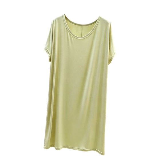 Night Shirt for Women Short Sleeve Nightgown for Women Round Neck Loose Breathable Sleep Dress Summer Soft Comfy Home Nightshirt Green One Size