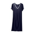 thumbnail image 1 of Night Shirts for Women Plus Size New Women Short Sleeve Cotton Nightgown Soft Comfy V Neck Lounge Dress Flowy Pleated Nightshirts Sleep Dresses Blue XL, 1 of 7