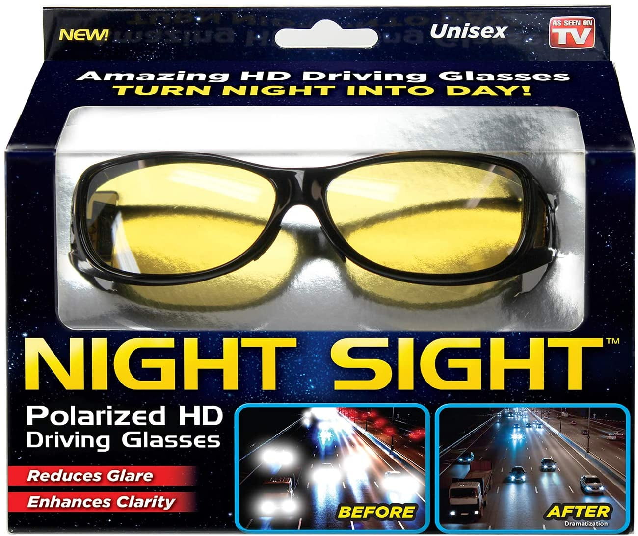 Night Sight Night Vision Polarized HD Driving Glasses, HD Polarized Night  Vision Stylish Driving Sunglasses, Men and Women, Anti Glare, Scratch
