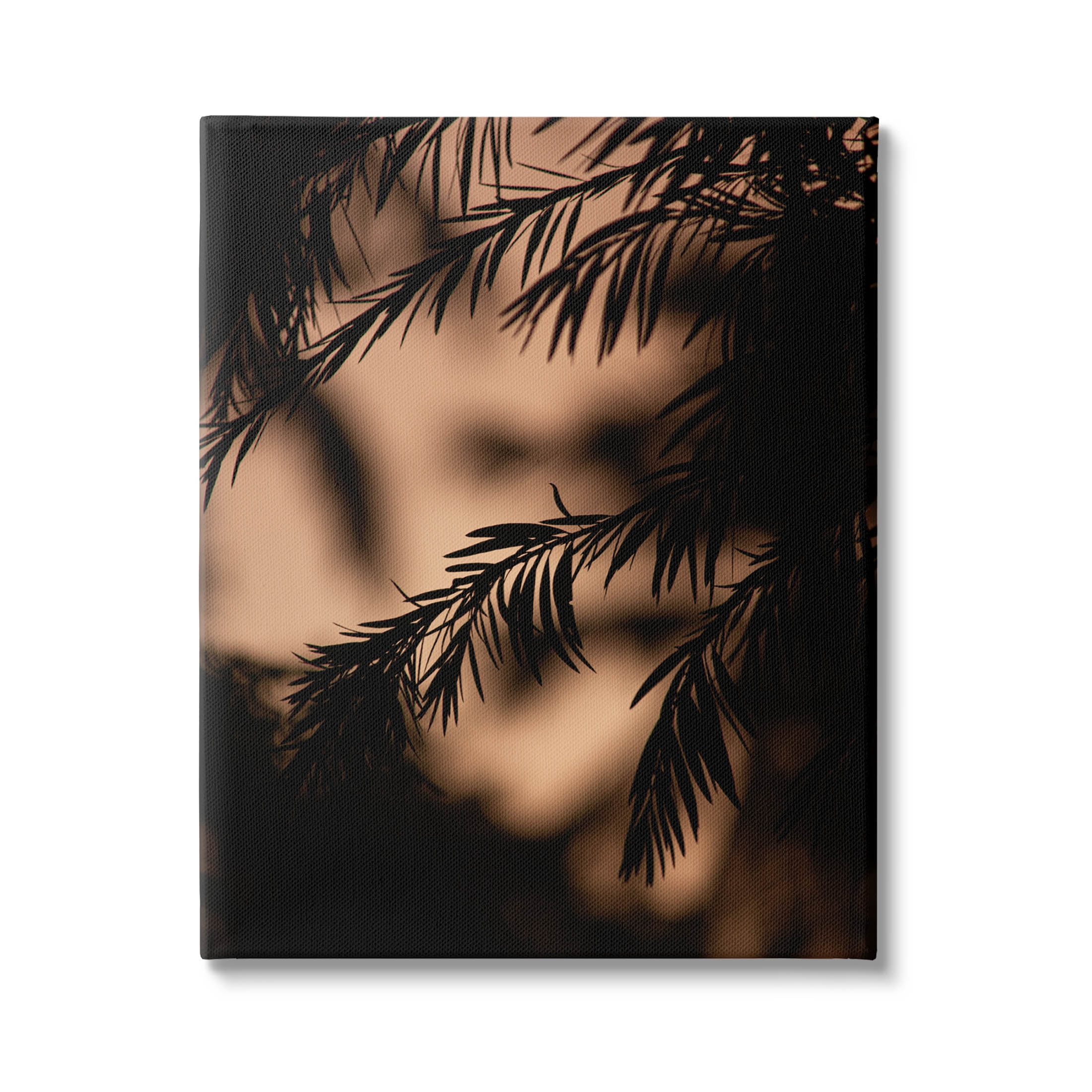 Night Silhouette Tree Leaves Botanical & Floral Photograph Gallery Wrapped Canvas Print Wall Art