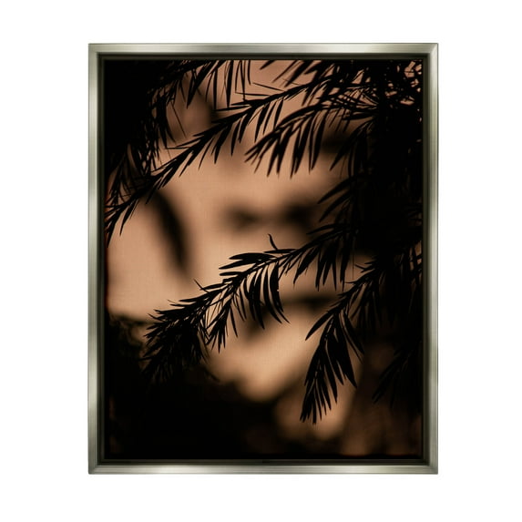 Night Silhouette Tree Leaves Botanical & Floral Photograph Luster Gray Framed Art Print Wall Art