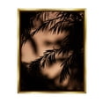 thumbnail image 1 of Night Silhouette Tree Leaves Botanical & Floral Photograph Metallic Gold Framed Art Print Wall Art, 1 of 6