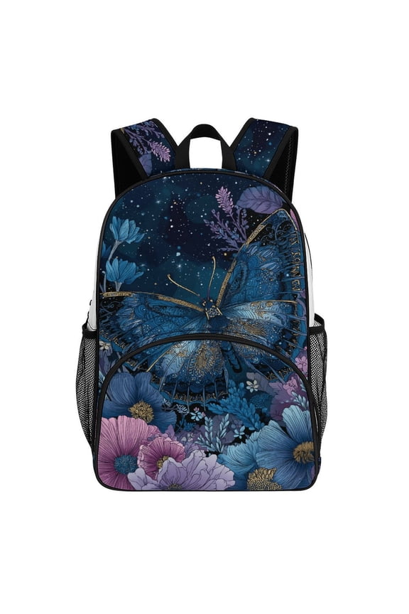 Night Sky Butterfly Floral Dreamscape Art Backpack Travel Laptop Casual College Daypack Back to Bag