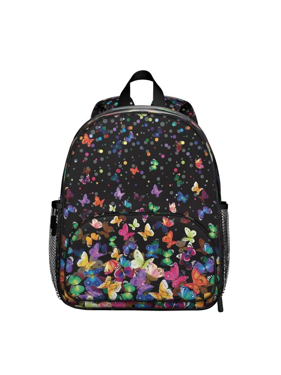 Night Sky Butterfly Student Backpack – Constellation and Stars Pattern with Floral Wings, Artistic Watercolor Aesthetic
