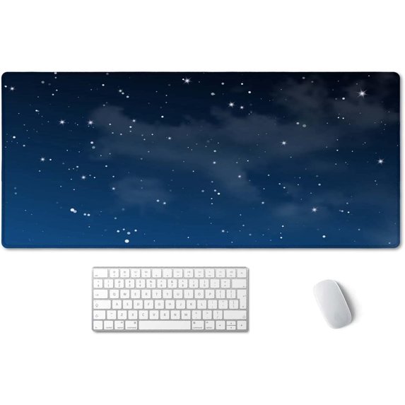 Night Sky with Clouds and Many Stars Mousepad, Extra Large Desk Mat, Cute Desk Pad, Aesthetic Mousepad, Gaming Mousepad, XLL Desk Mat, Space Desk Mat 35.4 x 15.7 inch