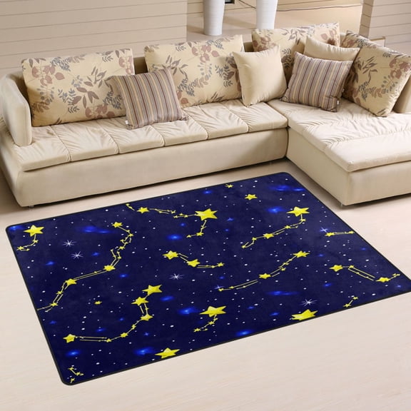 Night Sky Constellations Soft Polyester Area Rug 31''x20'', Non Slip, Memory Foam, Water Absorbent